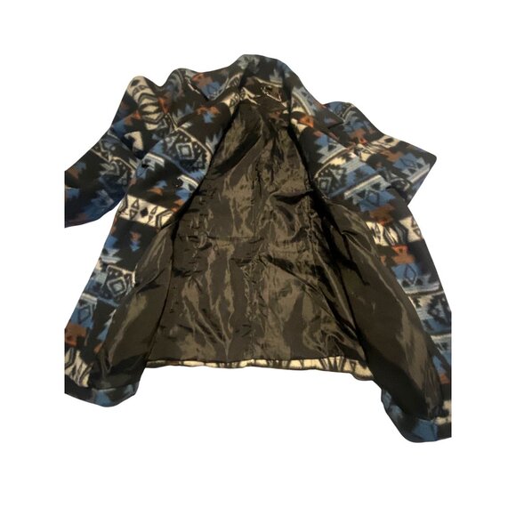 JouJou Tribal Pattern Small Fleece Double-Breasted Lined Peacoat Jacket Aztec - Picture 8 of 14